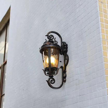 Meja Lantern Scroll Arm Outdoor Wall Light Black | Celestre