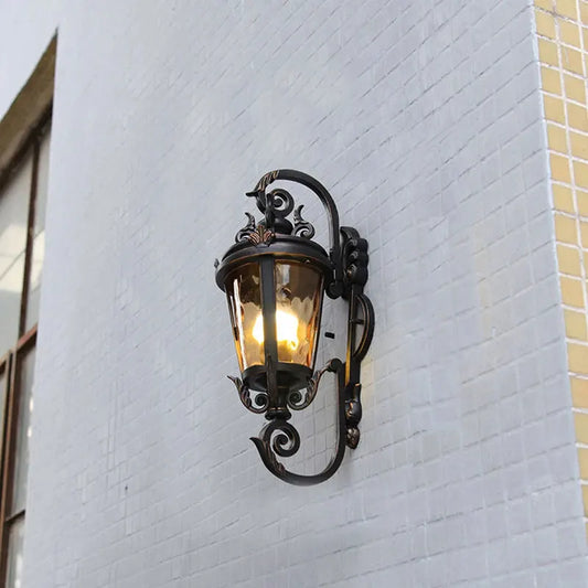Meja Lantern Scroll Arm Outdoor Wall Light Black | Celestre