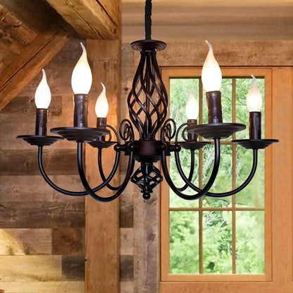 Peni Candle Cage Spindle Chandelier Default | Celestre