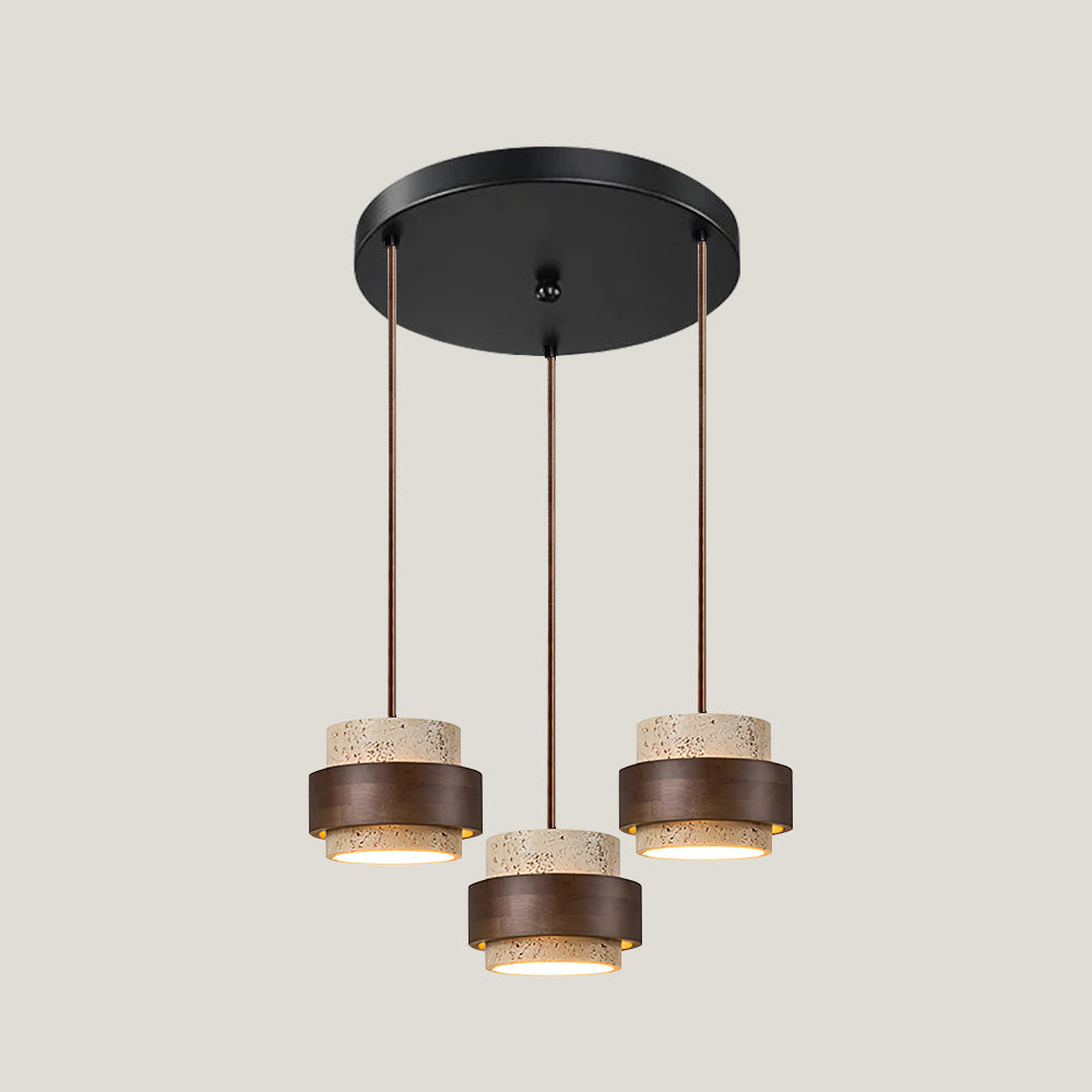 Velora Travertine Pendant Light 3 Heads Circle | Celestre