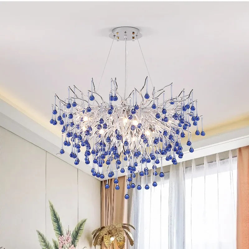 Lune Drop Crystal Chandelier Blue | Celestre