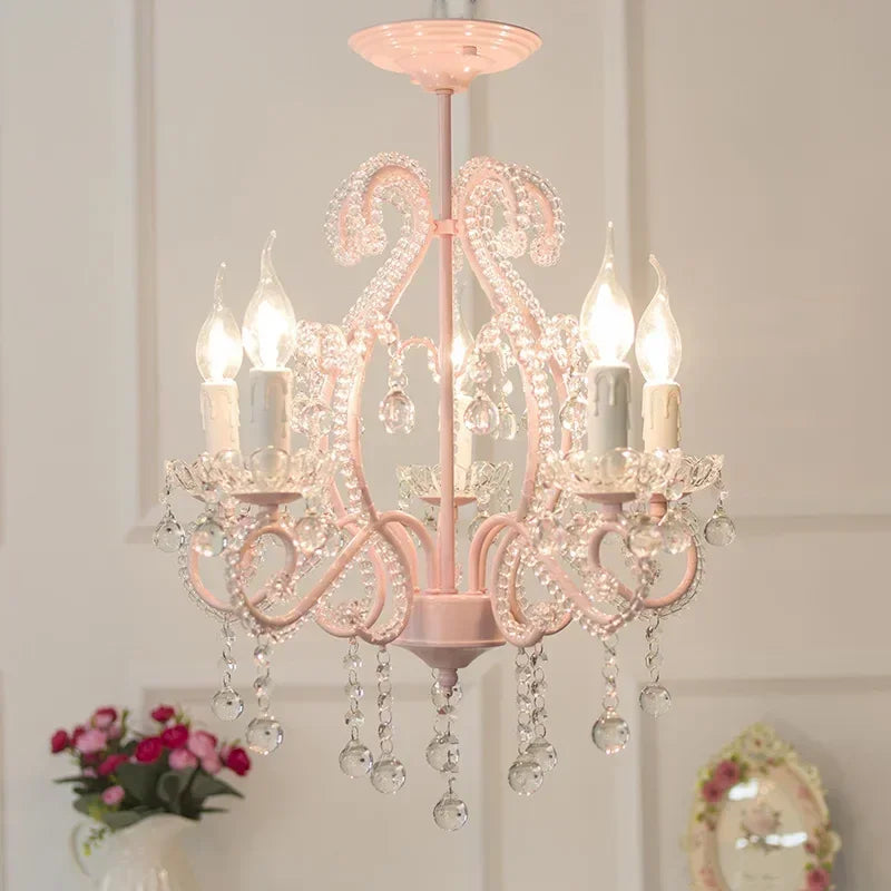 Silor French Chic Candelabra Chandelier Pink | Celestre