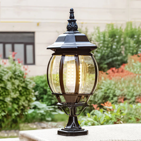 Myno Lantern Globe Pillar Light Black | Celestre