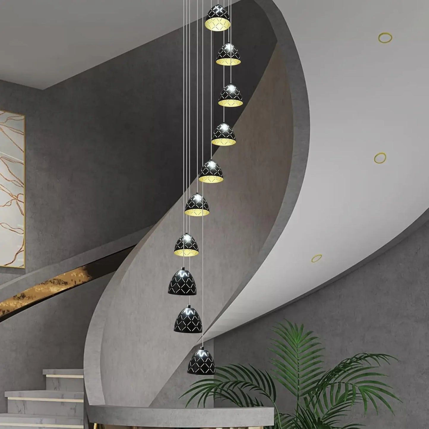 Nizri Conical Spiral Staircase Chandelier Default | Celestre