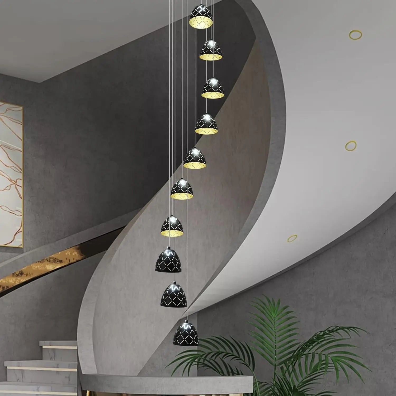 Nizri Conical Spiral Staircase Chandelier Default | Celestre