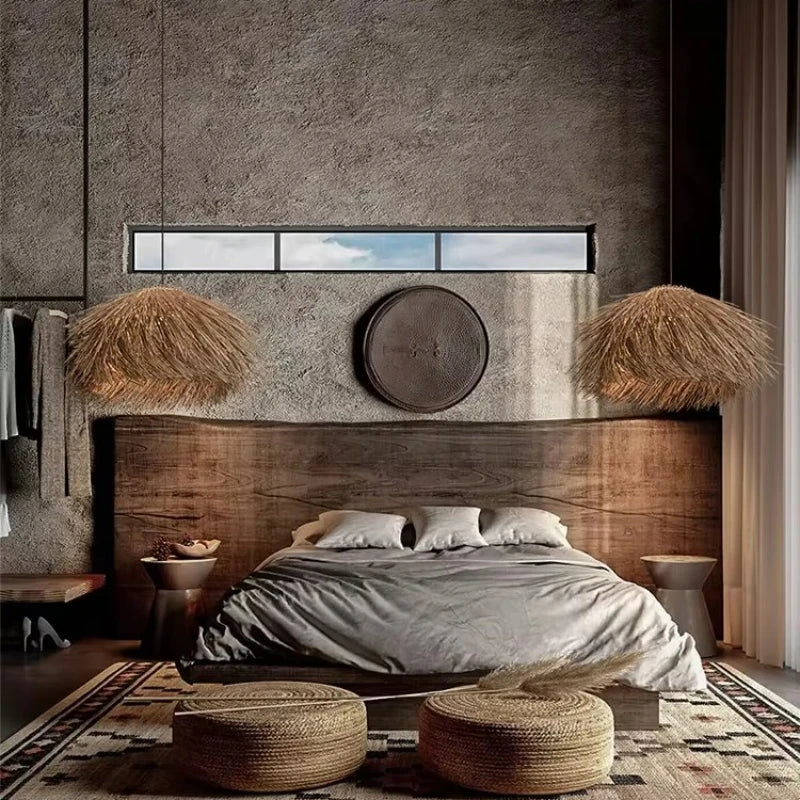 Lica Shaggy Rattan Pendant Light | Celestre