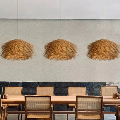 Lica Shaggy Rattan Pendant Light | Celestre