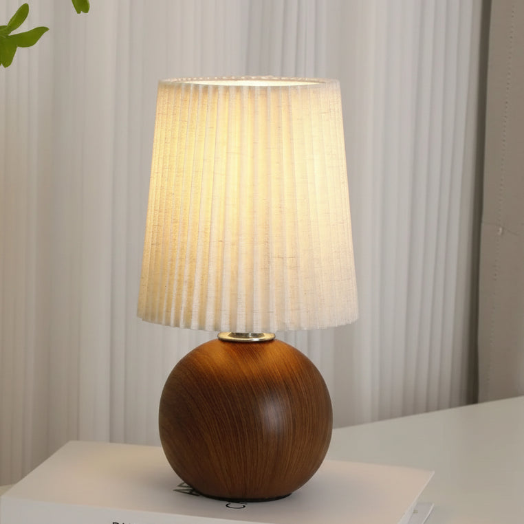 Jiro Round Pleated Table Lamp Walnut | Celestre