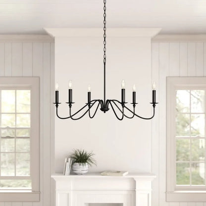 Levni Retro American Style Chandelier Black 6 Heads | Celestre