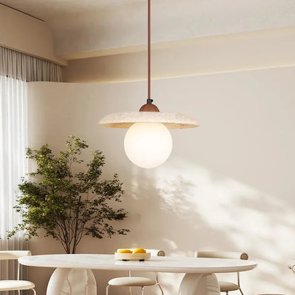 Fely Travertine Disc Globe Pendant Light | Celestre