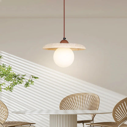 Fely Travertine Disc Globe Pendant Light | Celestre