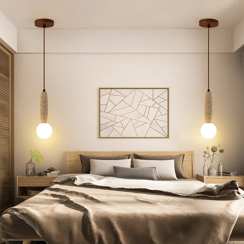 Piri Travertine Stacked Globe Pendant Light | Celestre