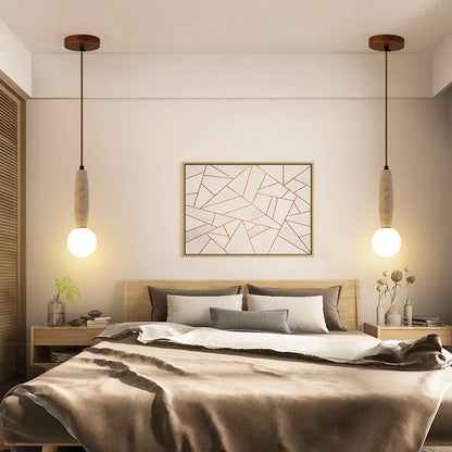 Piri Travertine Stacked Globe Pendant Light | Celestre