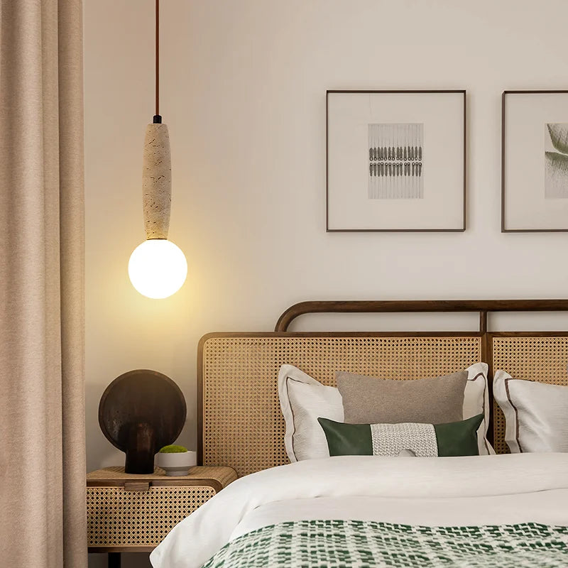 Piri Travertine Stacked Globe Pendant Light | Celestre