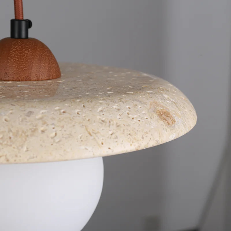 Fely Travertine Disc Globe Pendant Light | Celestre