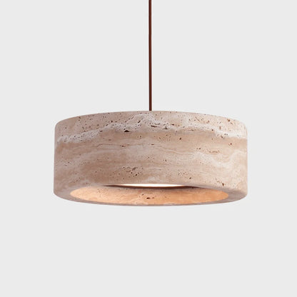 Ever Travertine Drum Pendant Light | Celestre