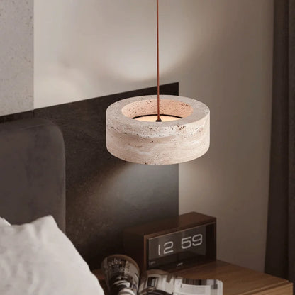 Ever Travertine Drum Pendant Light | Celestre