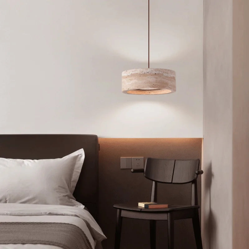 Ever Travertine Drum Pendant Light | Celestre