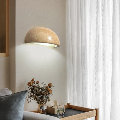 Cyri Semi Bowl Travertine Wall Light | Celestre