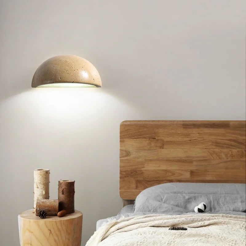 Cyri Semi Bowl Travertine Wall Light | Celestre