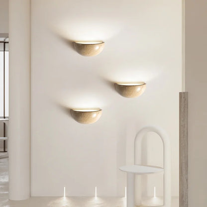 Cyri Semi Bowl Travertine Wall Light | Celestre