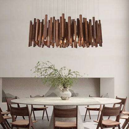 Azera Retro Wood Chandelier Walnut | Celestre