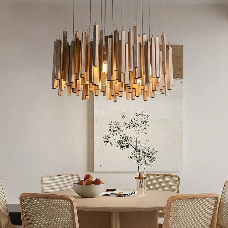 Azera Retro Wood Chandelier Log Wood | Celestre