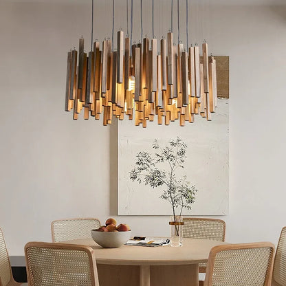 Azera Retro Wood Chandelier Log Wood | Celestre
