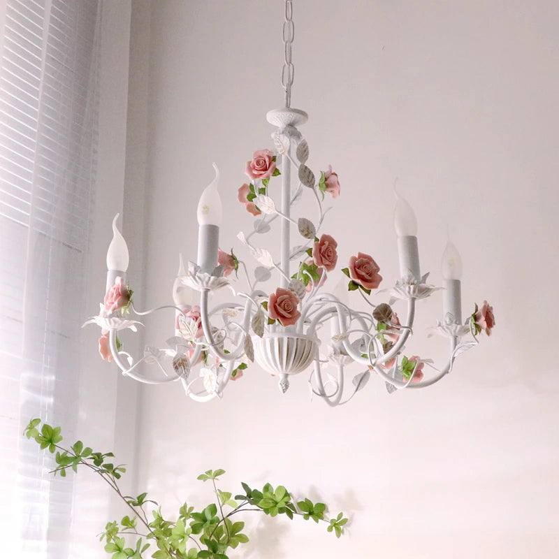 Evira Toleware Floral Chandelier 6 Lights | Celestre