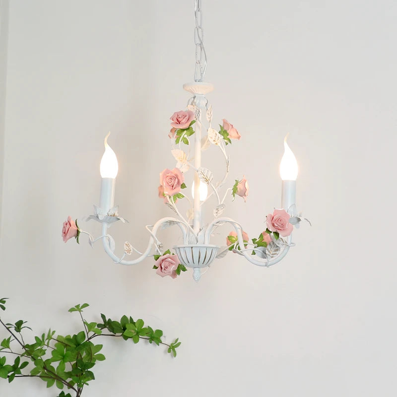 Evira Toleware Floral Chandelier 3 Lights | Celestre