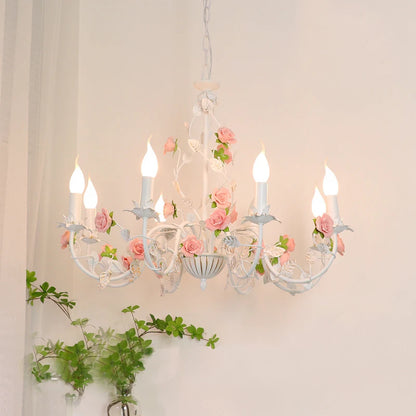 Evira Toleware Floral Chandelier 8 Lights | Celestre
