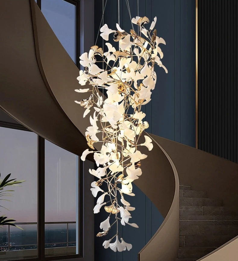 Talo Ceramic Leaf Waterfall Chandelier D 80 cm | Celestre