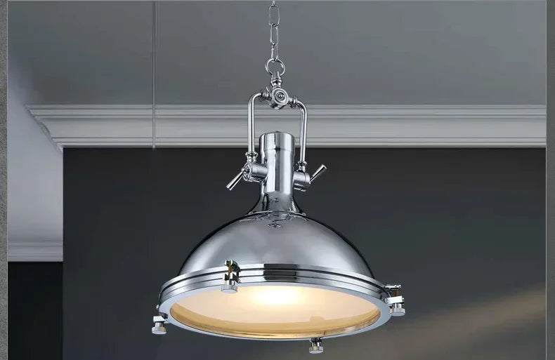 Torvo Industrial Nautical Dome Pendant Light Silver | Celestre