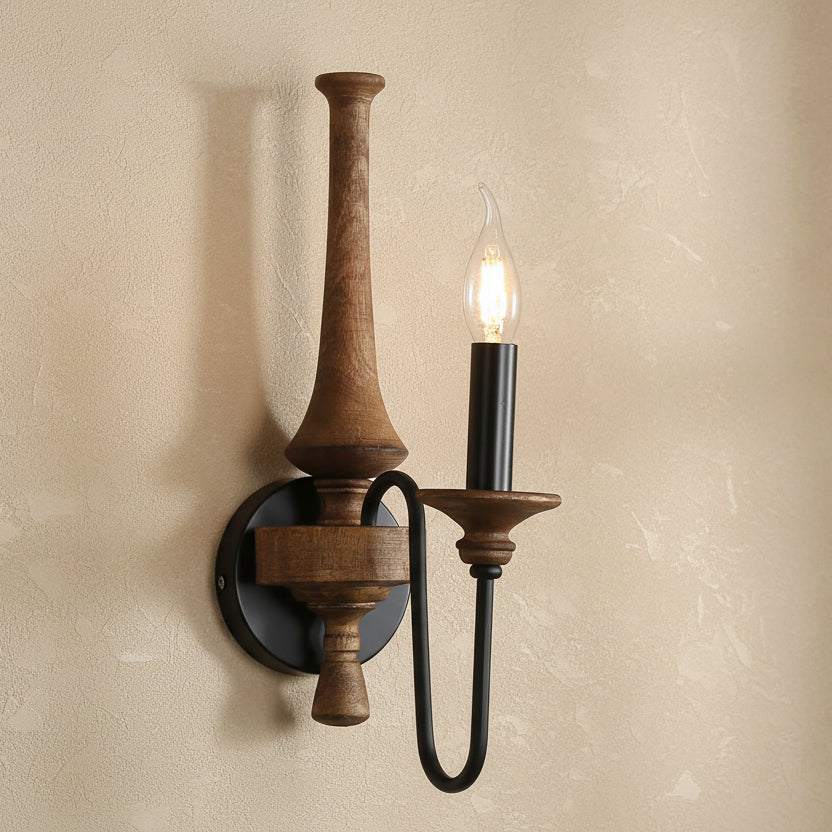 Navo Rustic Wood Spindle Wall Light | Celestre