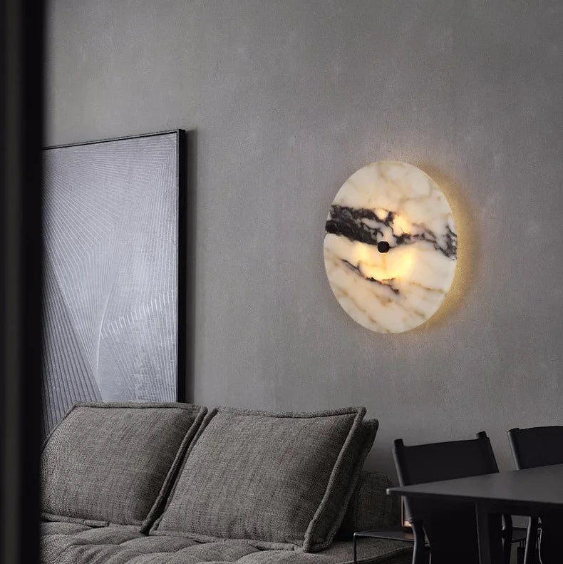 Lazi Marble Disc Backlit Wall Light D 20 cm | Celestre