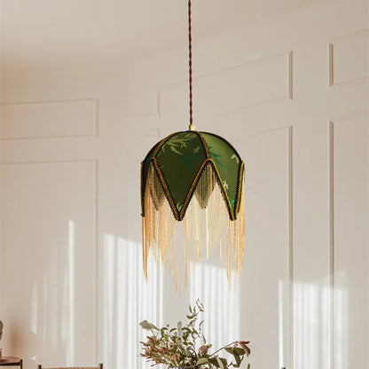 Deri Tassel Dome Pendant Light Green | Celestre