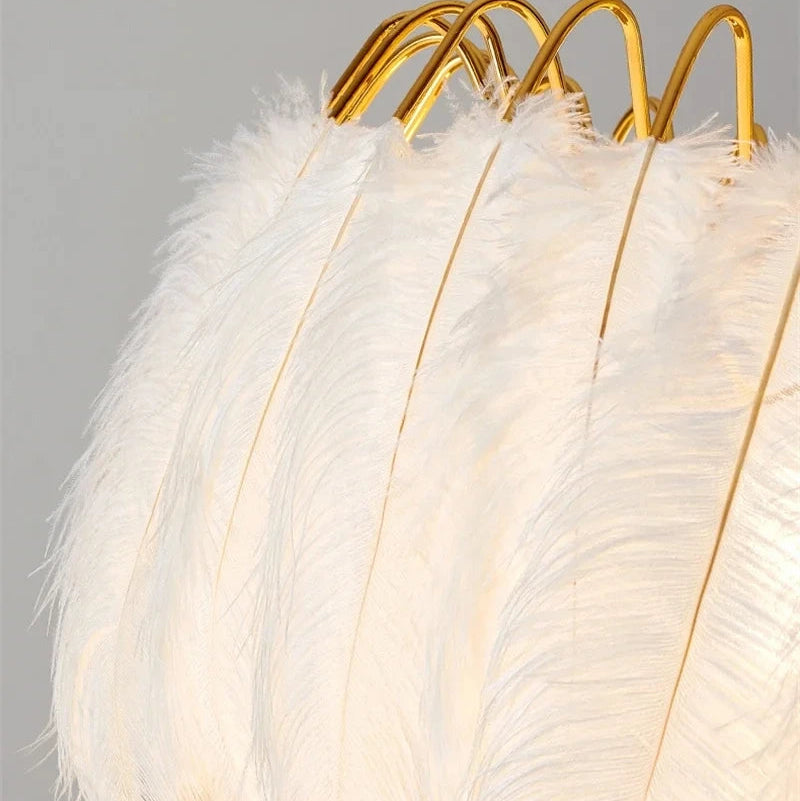 Gini Round Ostrich Plumes Pendant Light | Celestre