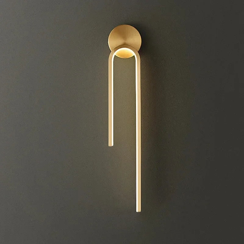 Kesla Modern Aluminium U-Shaped LED Wall Light Gold Pair | Celestre