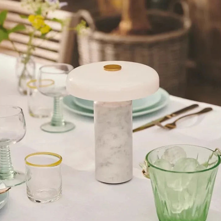 Tren Marble Cylindrical Table Lamp | Celestre
