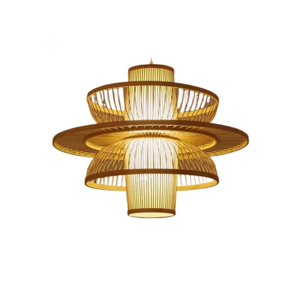 Suro Tiered Woven Drum Pendant Light | Celestre