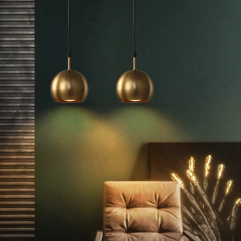 Tavlo Industrial Brass Globe Pendant Light | Celestre