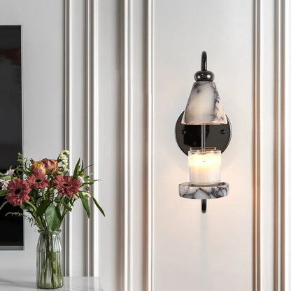 Elvy Art Deco Marble Candle Holder Wall Light Cold | Celestre