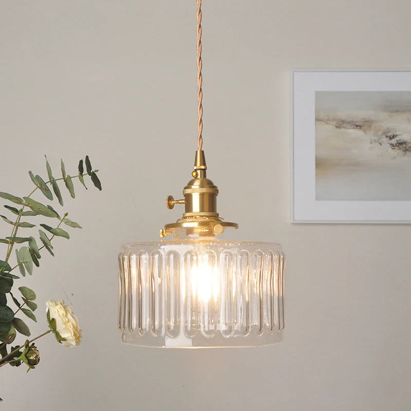 Melin Fluted Cylindrical Pendant light Transparent | Celestre