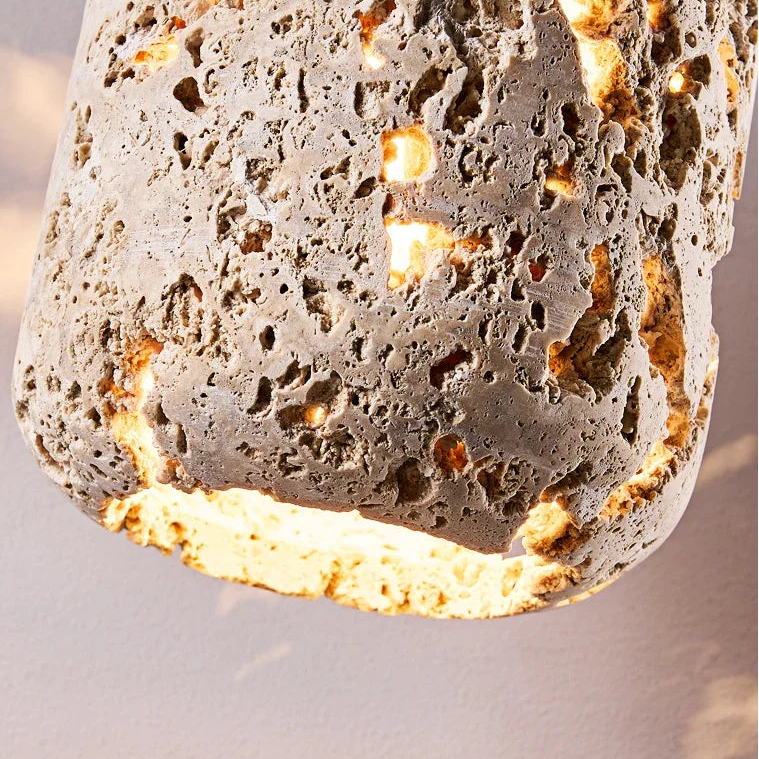 Ezra Travertine Cylindrical Pendant Light | Celestre