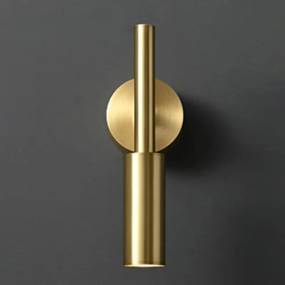 Senni Minimalist Brass Cylinder Up Down Wall Light Gold | Celestre