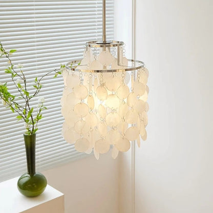 Evell Round Shell Chandelier Two Layers-D30cm Silver | Celestre