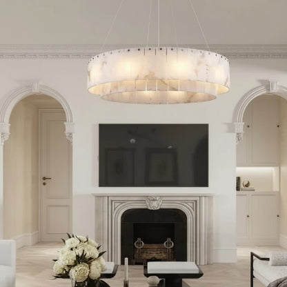 Frilo Round Slab Alabaster Chandelier D 45 cm | Celestre