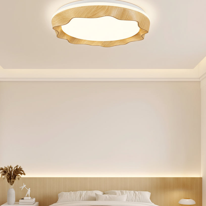 Celix Round Wavy Ceiling Light Log Wood D 45 cm | Celestre
