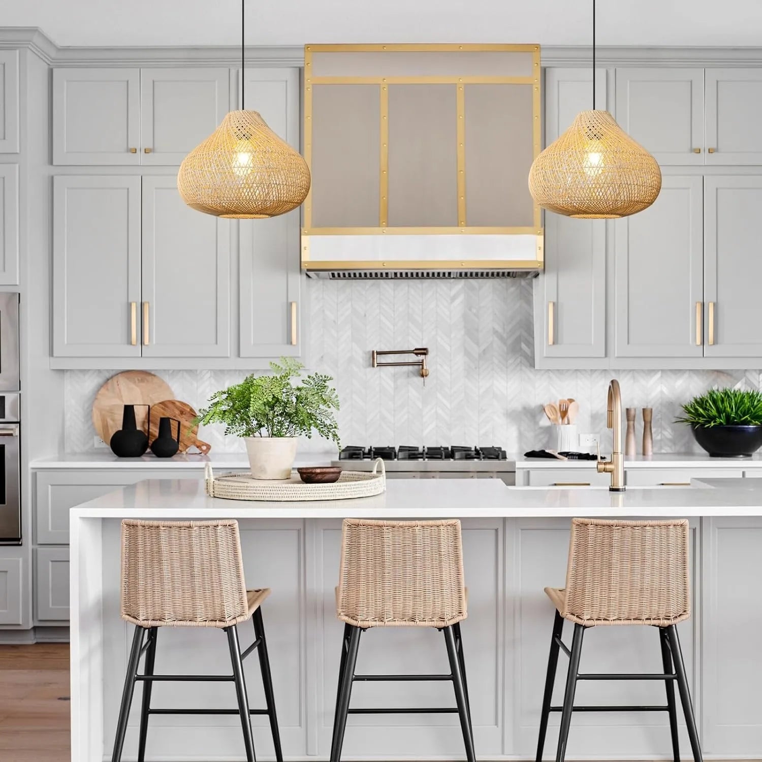 Ivor Wabi-sabi Rattan Pendant Light Beige 60 cm x 45 cm | Celestre