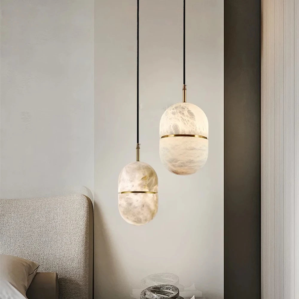 Enver Alabaster Capsule Pendant Light | Celestre